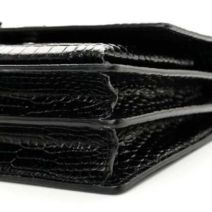 Saint Laurent Calfskin Crocodile Embossed Medium Monochrome Monogram Sunset Black 10 of 14