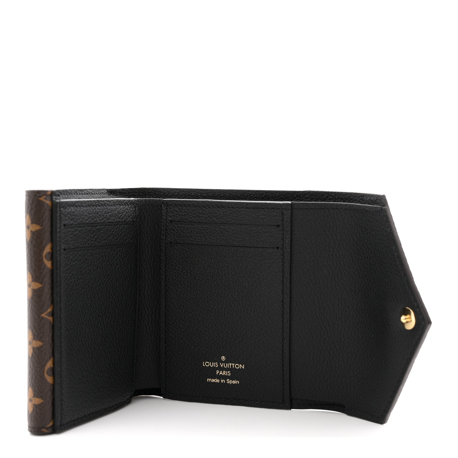 Louis Vuitton Grained Calfskin Monogram Double V Compact Wallet Black 5 of 8