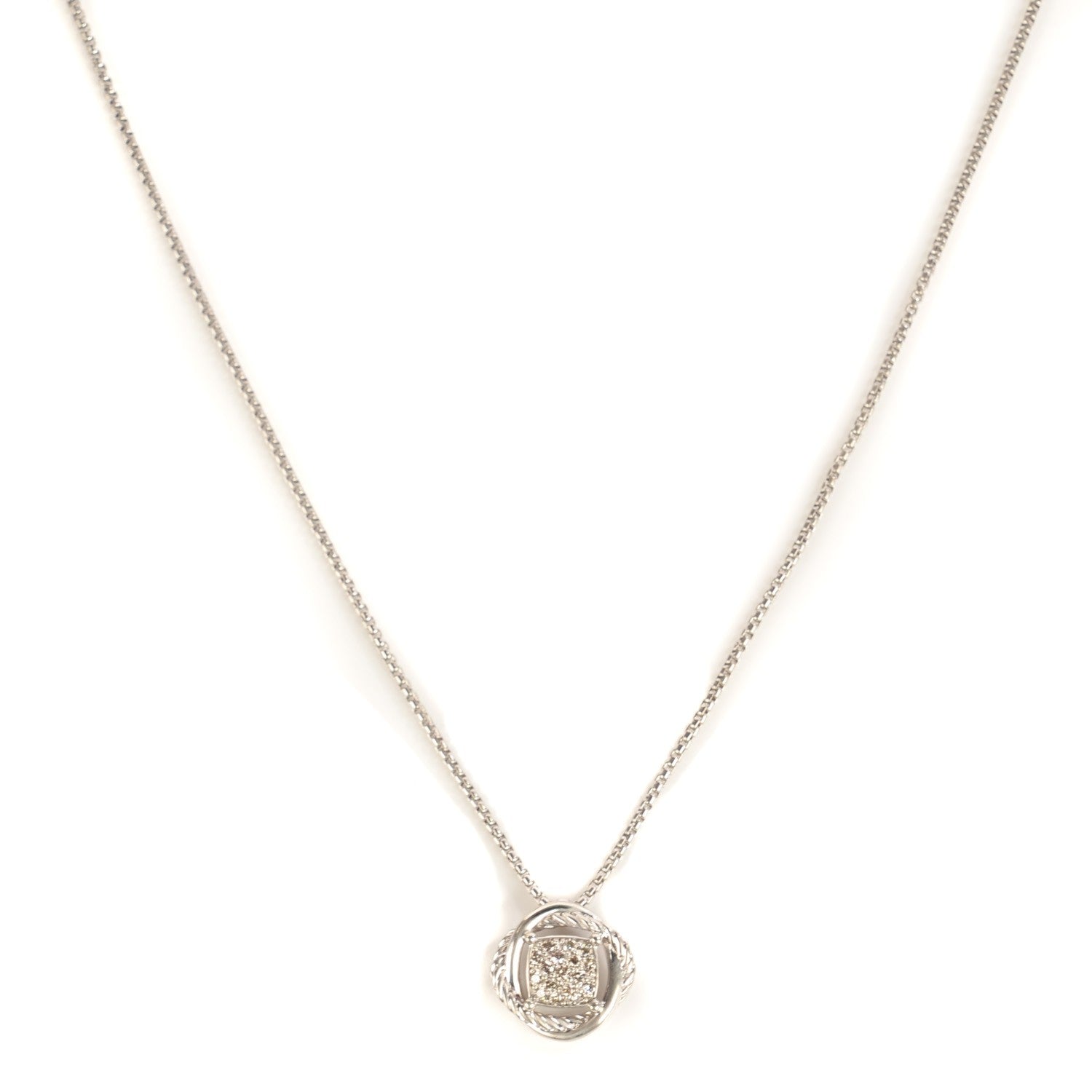 David Yurman Sterling Silver Diamond 7mm Infinity Pendant Necklace 3 of 6