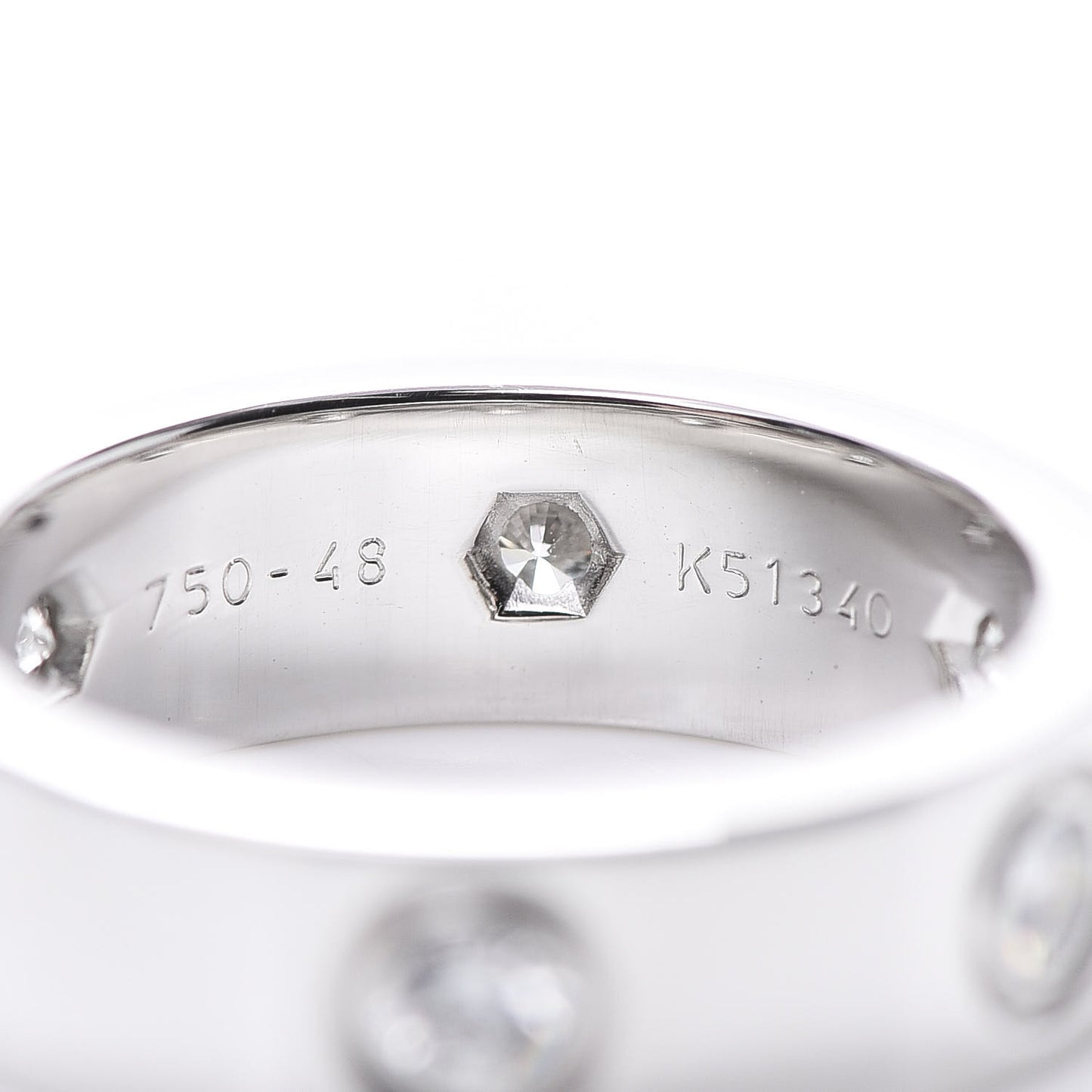 18K White Gold 6 Diamond 5.5mm LOVE Ring 48 4.5