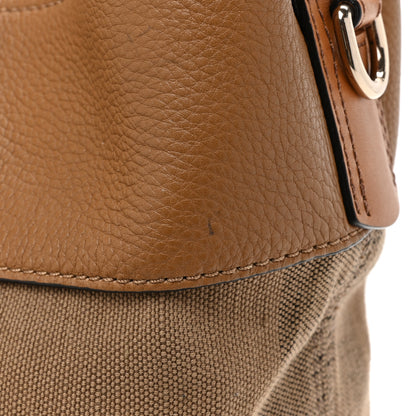 Burberry Grainy Calfskin Canvas Mega Check Medium Ashby Tassel Hobo Saddle Brown 14 of 15