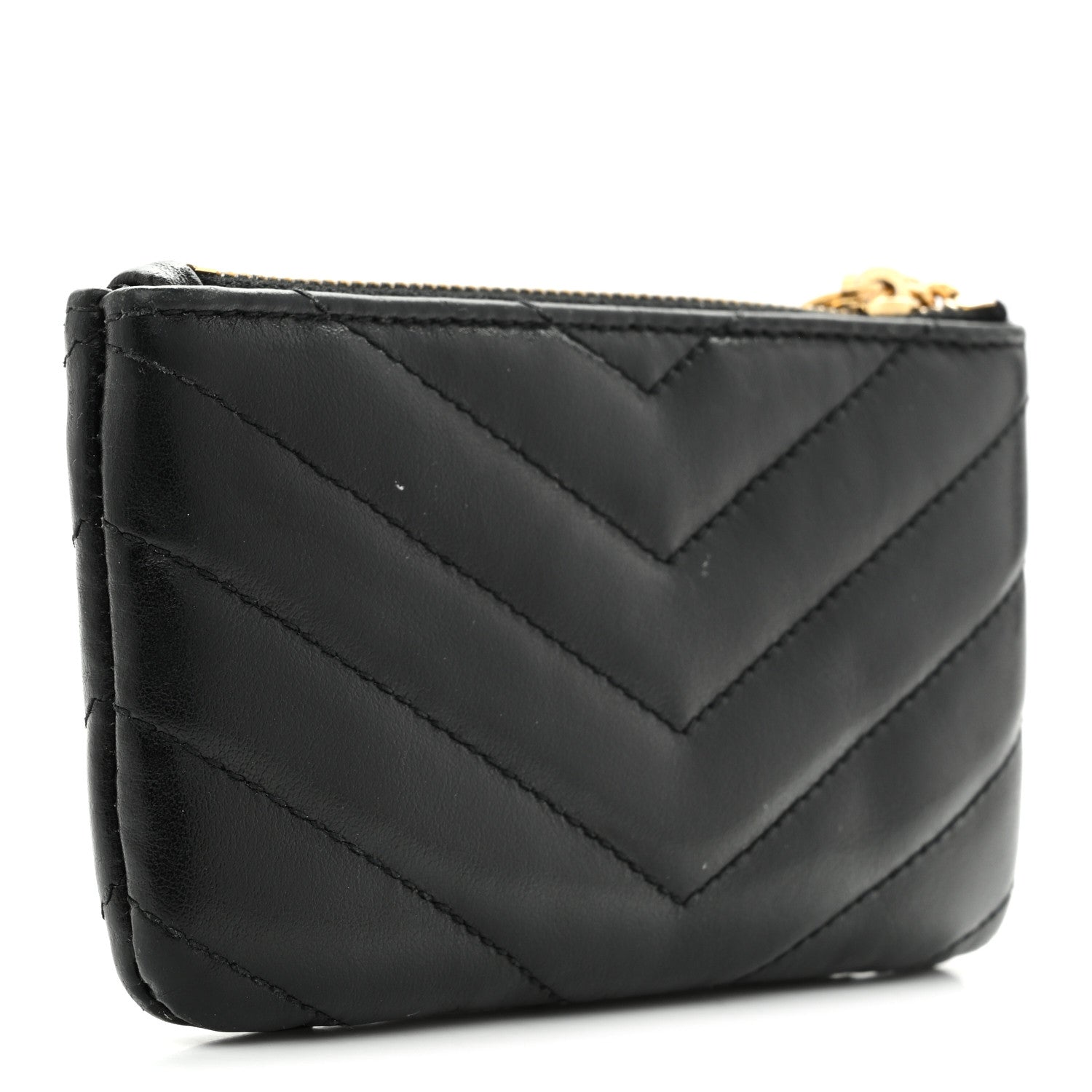 Saint Laurent Calfskin Matelasse Monogram Key Pouch Black 3 of 7