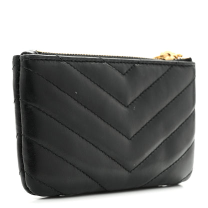 Saint Laurent Calfskin Matelasse Monogram Key Pouch Black 3 of 7