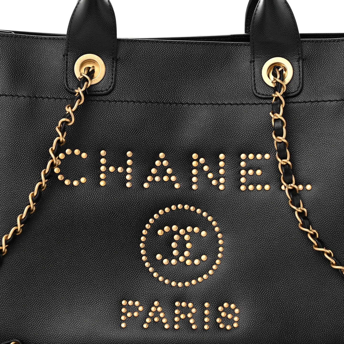 Caviar Small Studded Deauville Tote Black