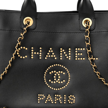 Chanel Caviar Small Studded Deauville Tote Black 8 of 10