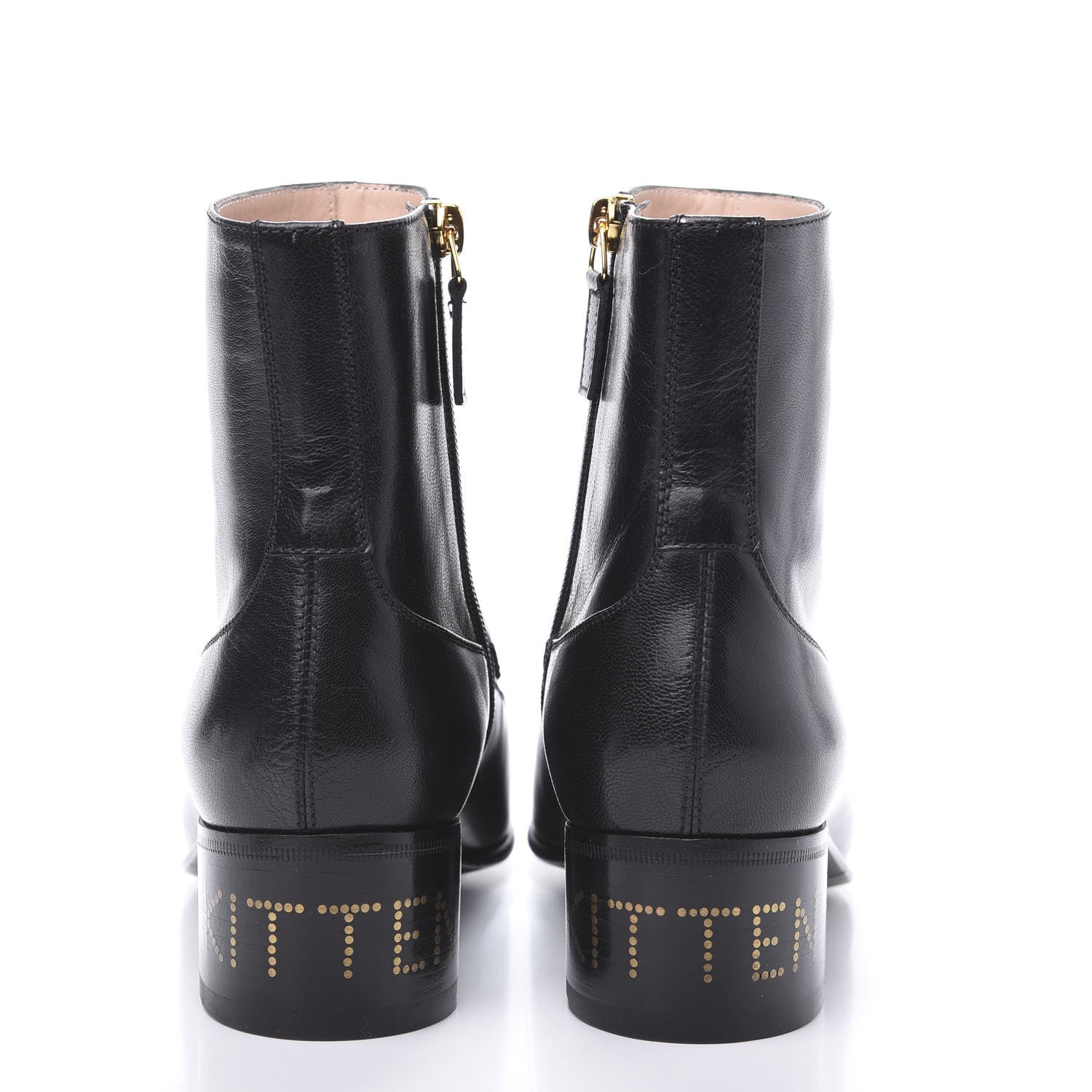 Gucci Goatskin Kitten Chain Horsebit Ankle Boots 38.5 Black 5 of 10