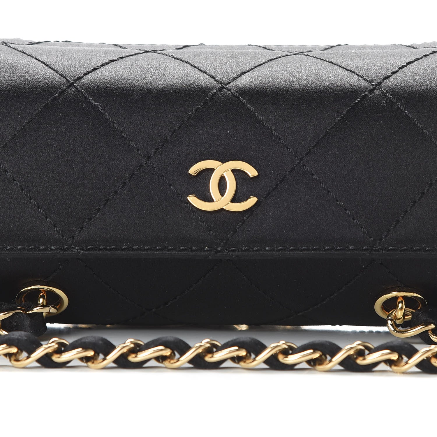 Chanel Satin Quilted Evening Bag Black 8 of 11
