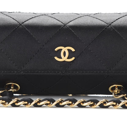 Chanel Satin Quilted Evening Bag Black 8 of 11