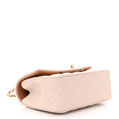 Chanel Lambskin Quilted Bi-Color Mini Top Handle Rectangular Flap Ecru Dark Beige 4 of 12