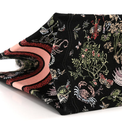 Christian Dior Canvas Embroidered Medium Cabinet De Curiosites Book Tote Black Multicolor 9 of 10