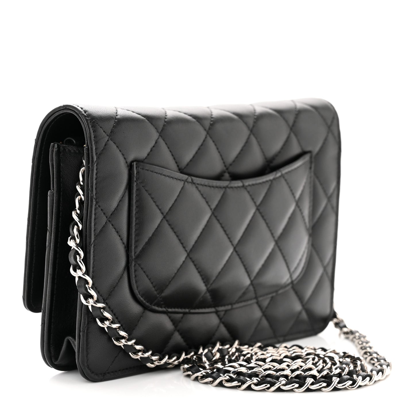 Lambskin Quilted Wallet On Chain WOC Black