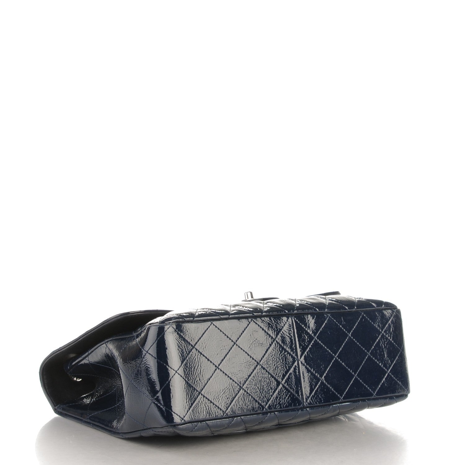 Chanel Distressed Patent Quilted Jumbo Single Flap Navy 4 of 10