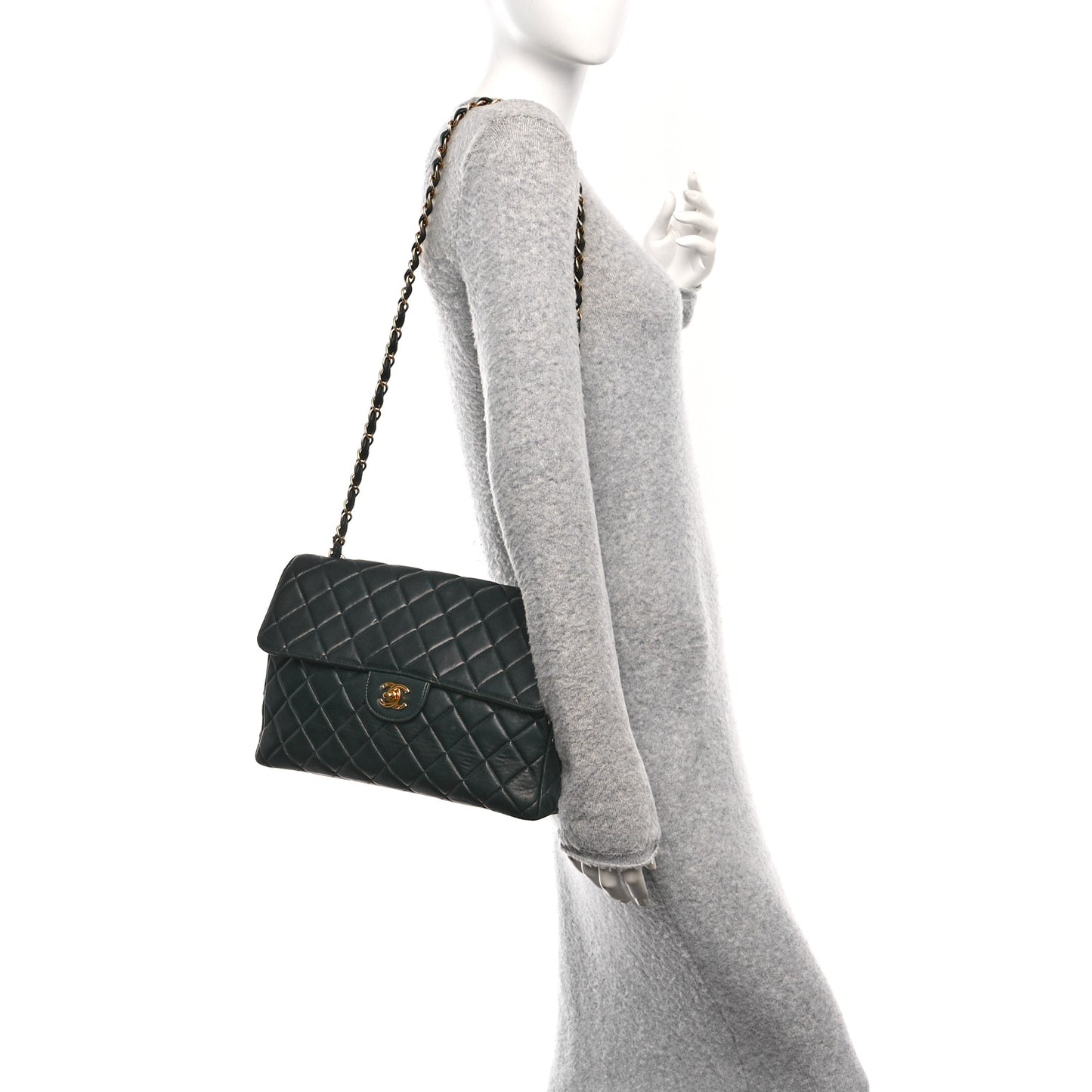 Lambskin Quilted Jumbo Single Flap Black