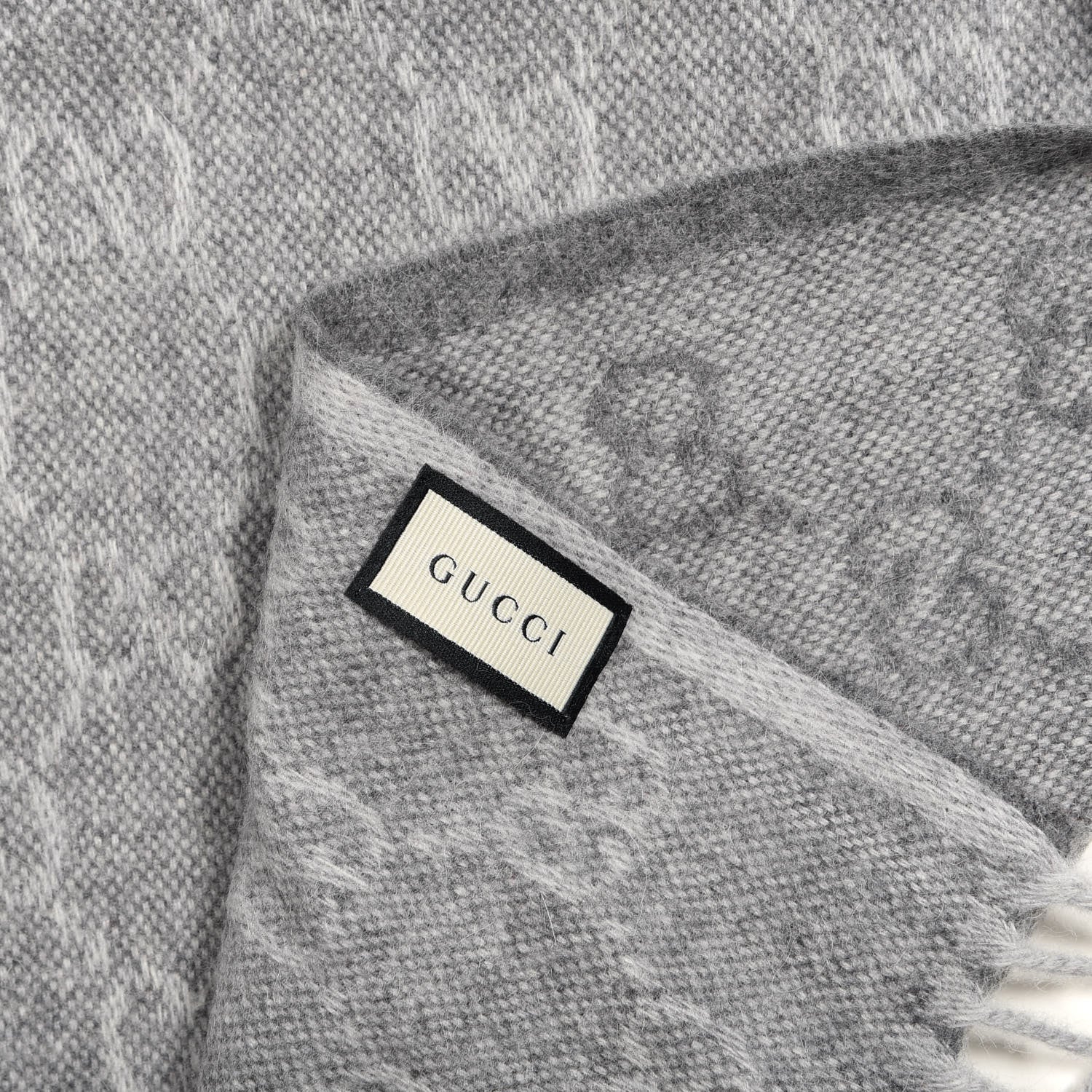 Gucci Wool Angora Monogram Web New Nikky Scarf Zinc Blue 4 of 4