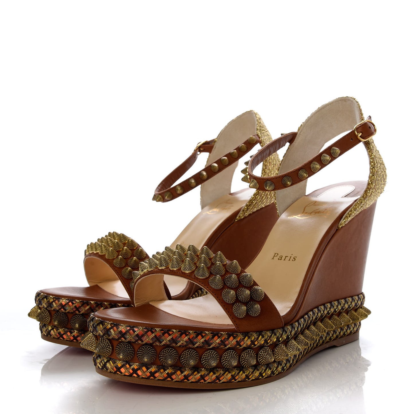 Calfskin Cordorella 110 Wedge Sandals 41 Version Cuoio