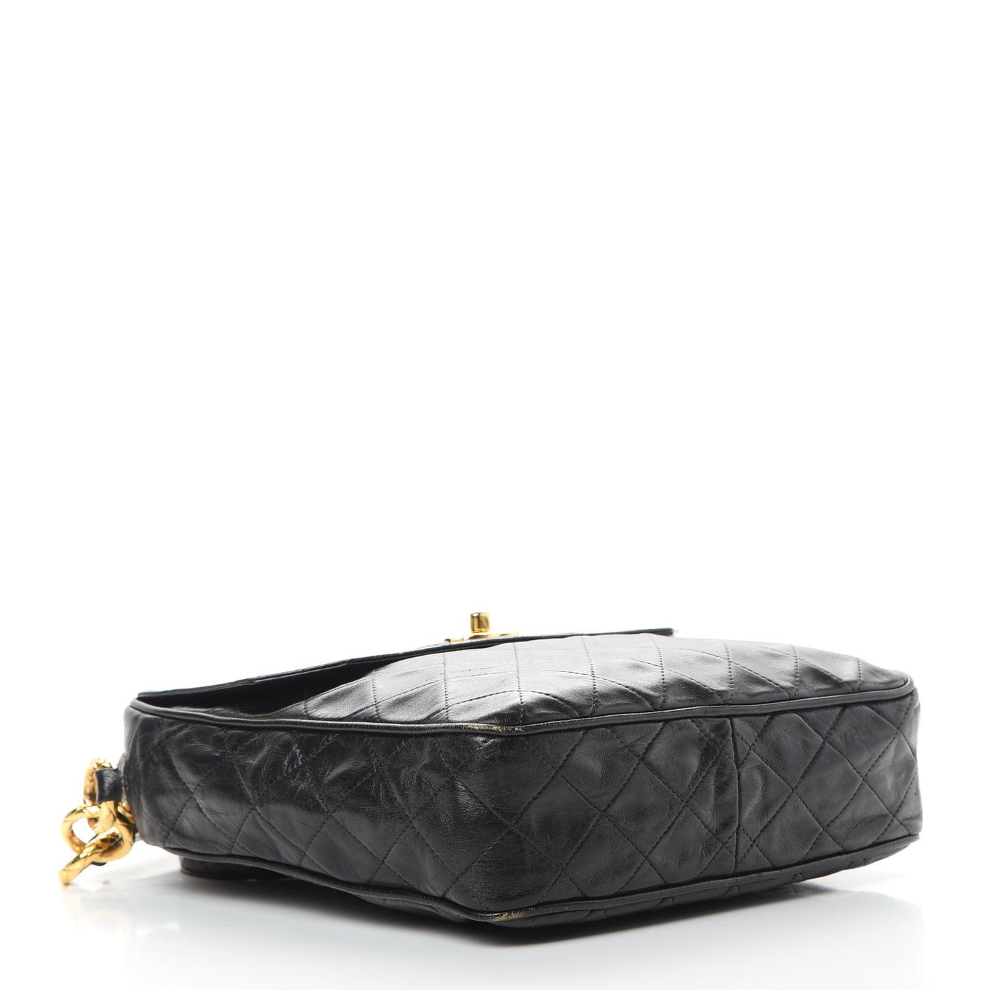 Lambskin Quilted Flap Shoulder Bag Black