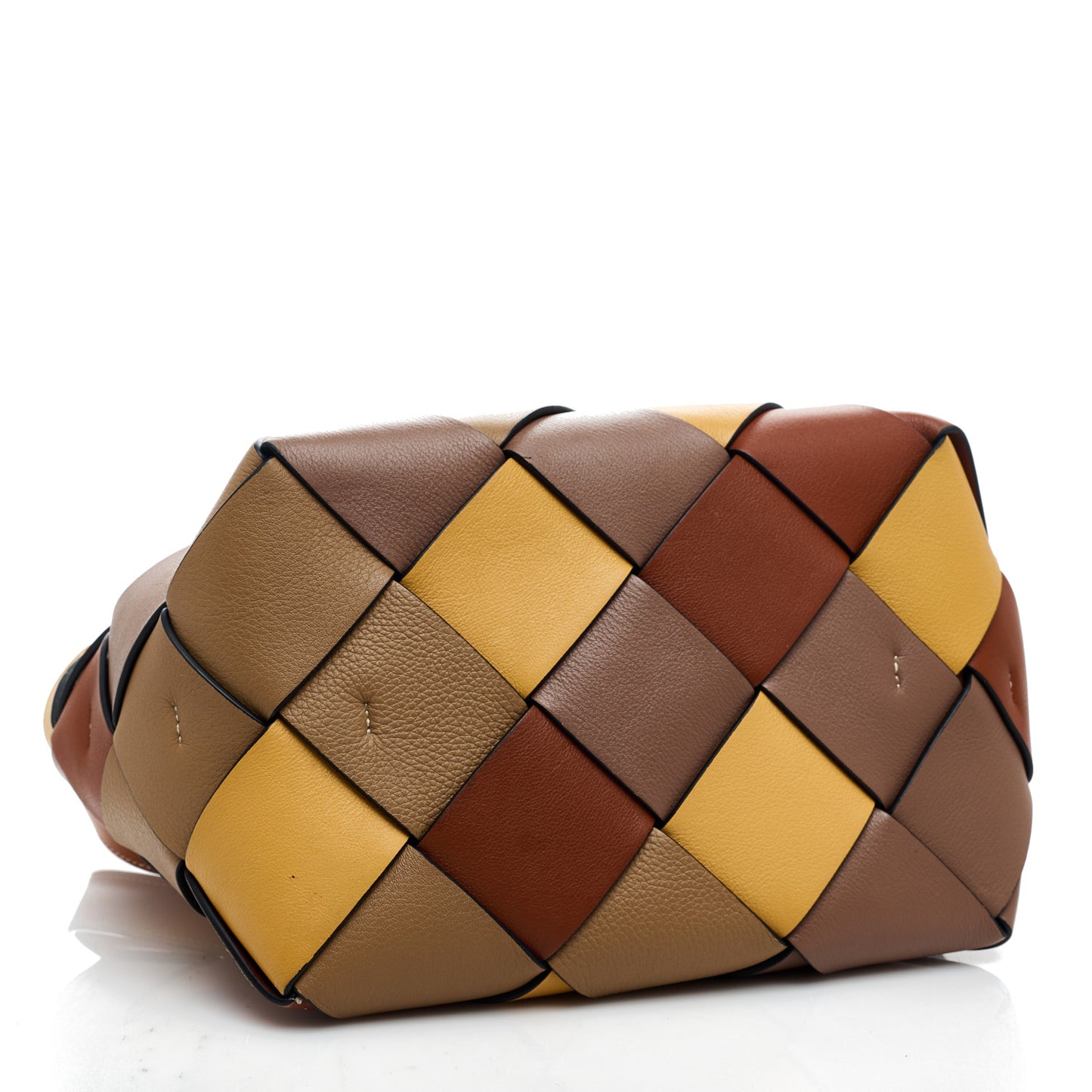 Calfskin Small Woven Basket Surplus Bag Hazelnut Camel