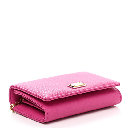 Dolce & Gabbana Smooth Calfskin Dauphine Chain Wallet Rosa Shocking 4 of 7
