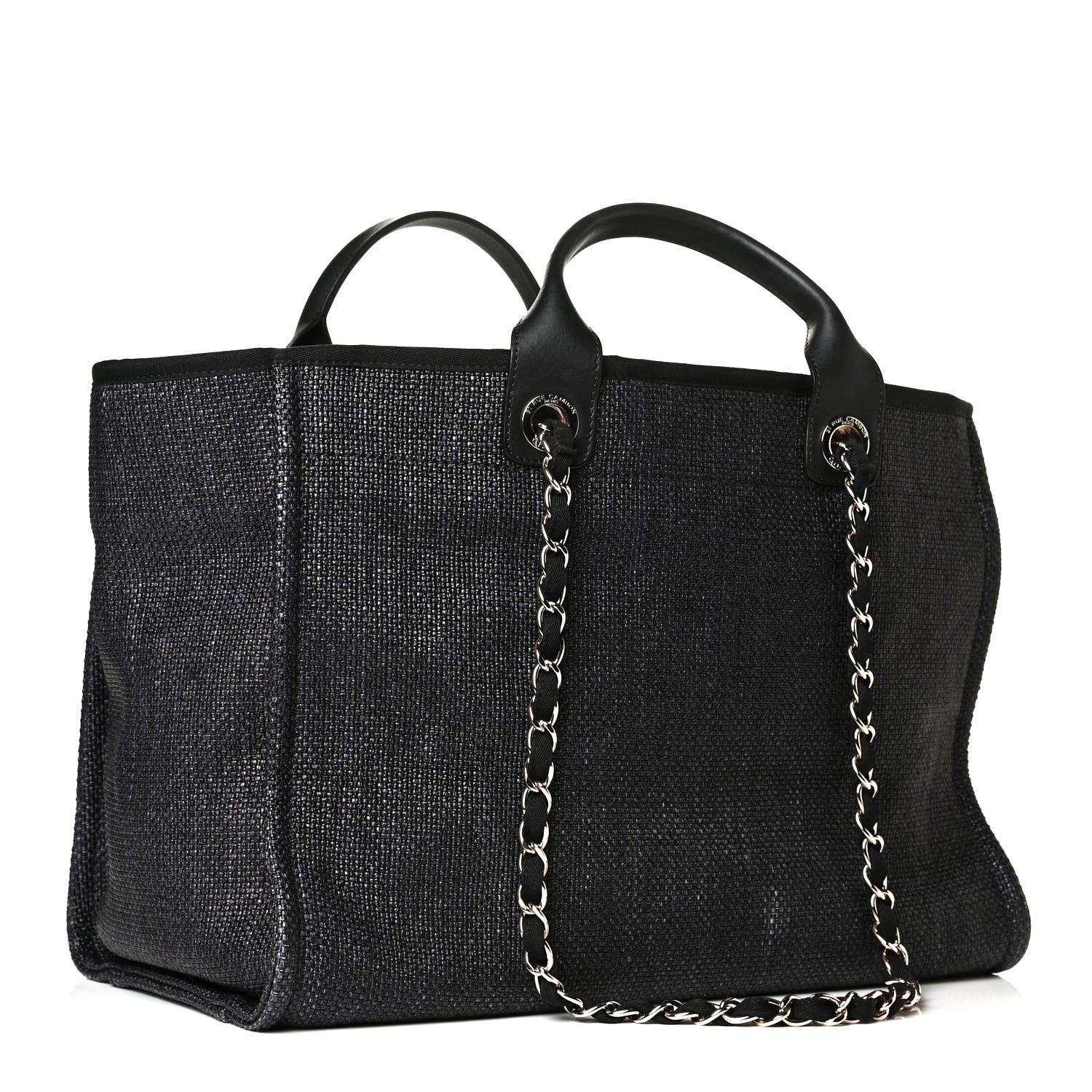 Chanel Woven Straw Raffia Medium Deauville Tote Navy 2 of 5