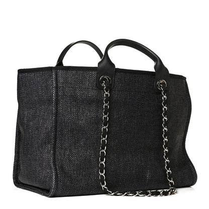 Chanel Woven Straw Raffia Medium Deauville Tote Navy 2 of 5