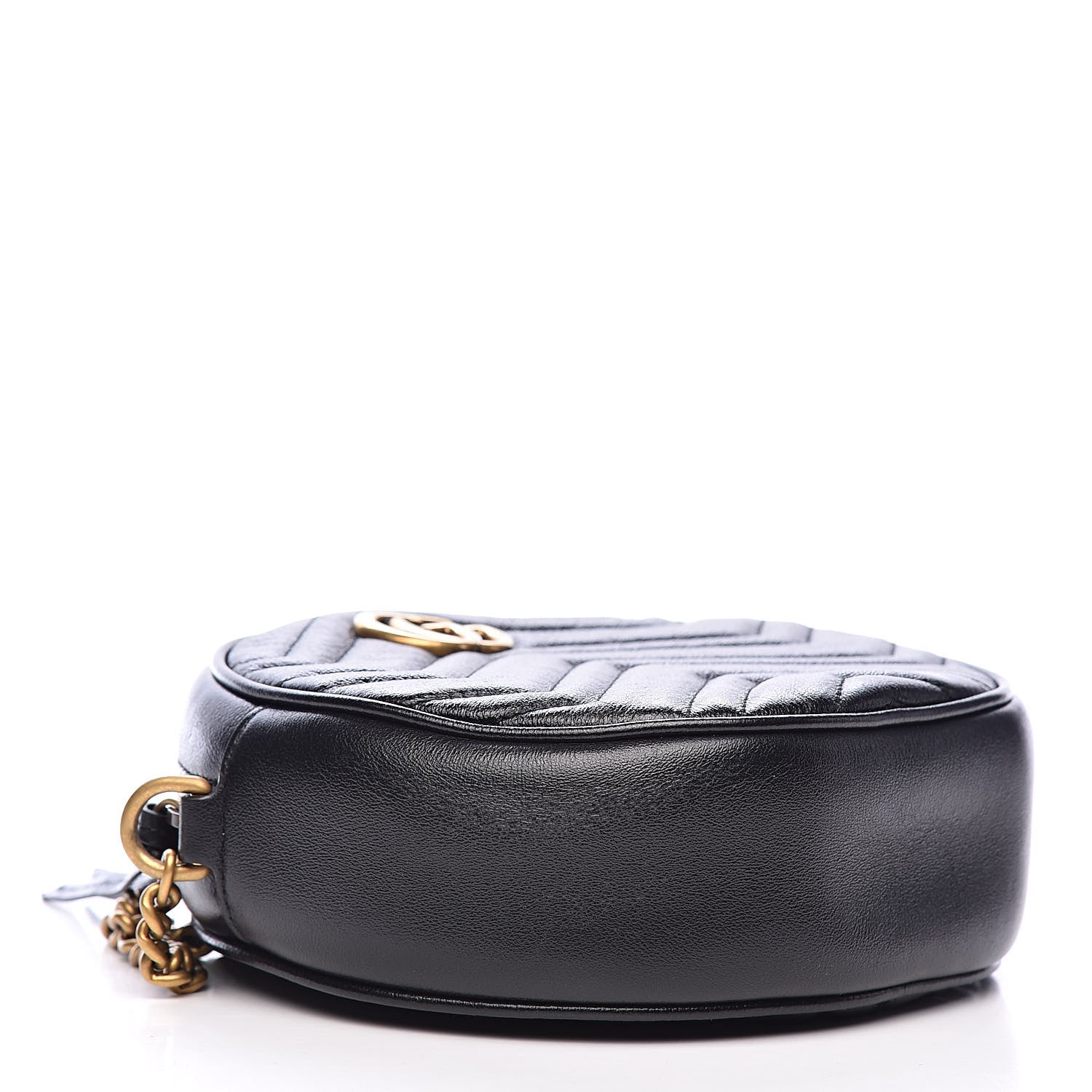 Gucci Azalea Calfskin Matelasse Heart Mini GG Marmont Round Shoulder Bag Black 4 of 11