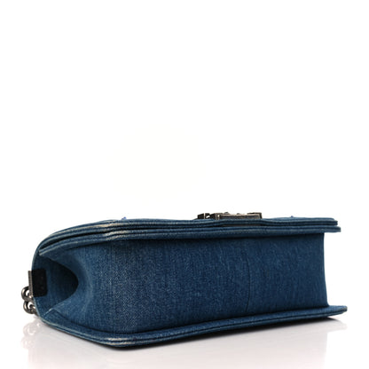 Chanel Tweed Denim Medium Boy Flap Blue 4 of 9