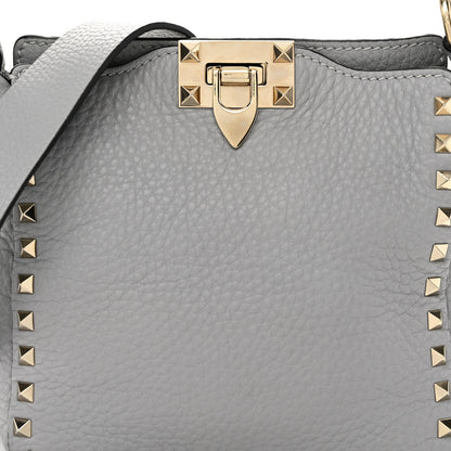 Valentino Garavani Pebbled Calfskin Mini Rockstud Flip-Lock Messenger Bag Pastel Grey 7 of 11