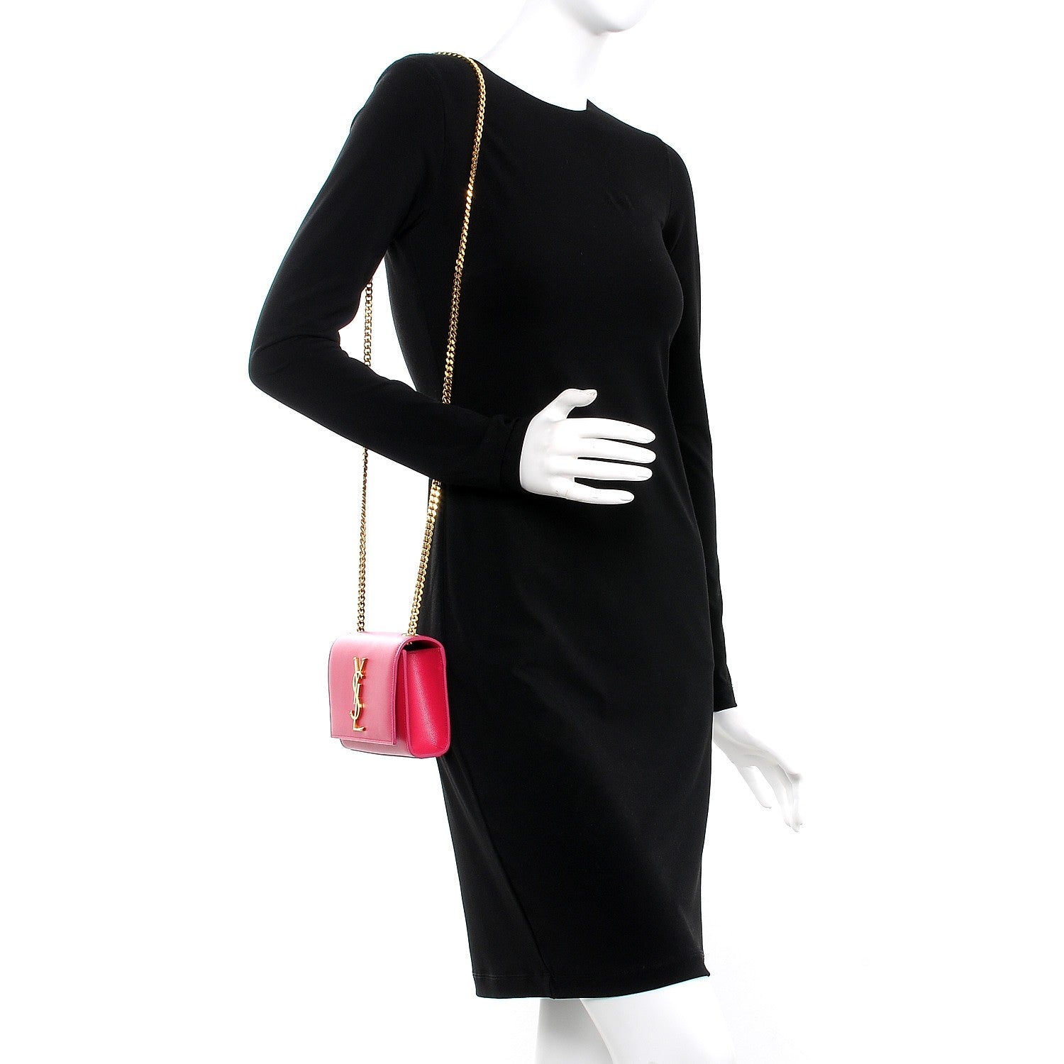 Saint Laurent Grain De Poudre Small Monogram Kate Satchel Bubblegum 2 of 8