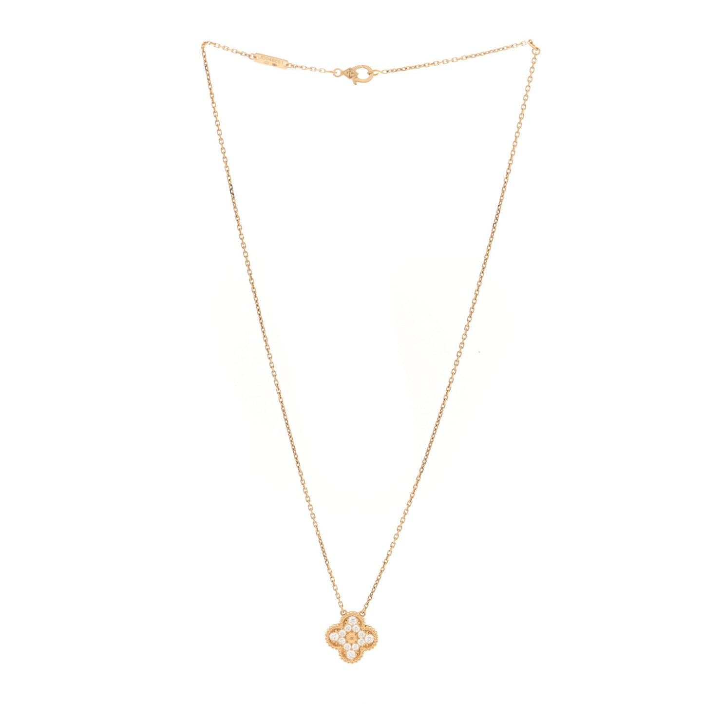 18K Yellow Gold Diamond Vintage Alhambra Pendant Necklace