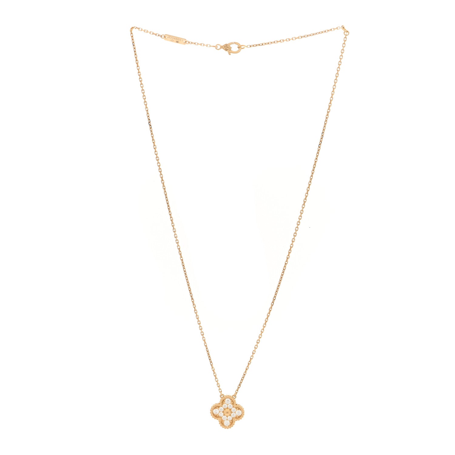 Van Cleef & Arpels 18K Yellow Gold Diamond Vintage Alhambra Pendant Necklace 3 of 5