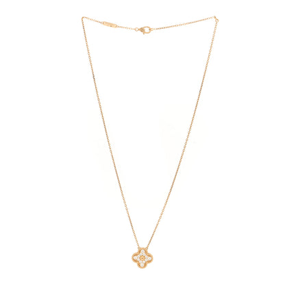 Van Cleef & Arpels 18K Yellow Gold Diamond Vintage Alhambra Pendant Necklace 3 of 5