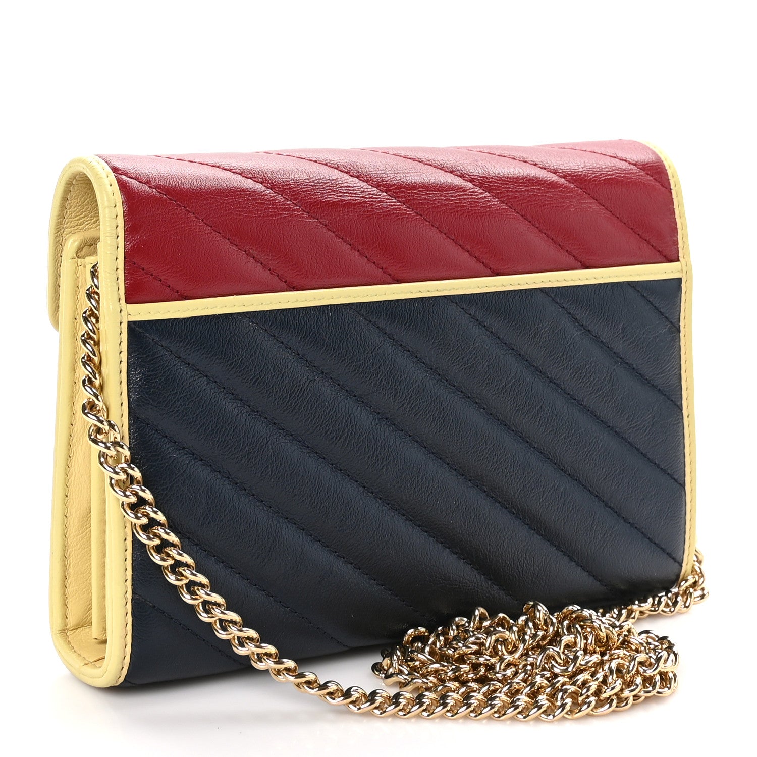 Gucci Azalea Calfskin Matelasse Diagonal Torchon GG Marmont Chain Wallet Blue Agata New Cherry Red Butter 3 of 12