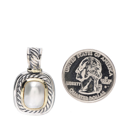 David Yurman Sterling Silver 14K Yellow Gold Pearl 10mm Albion Enhancer Pendant 2 of 3