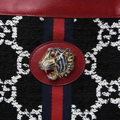 Gucci Tweed GG Monogram Large Rajah Chain Tote Romantic Cherry Black White 10 of 10