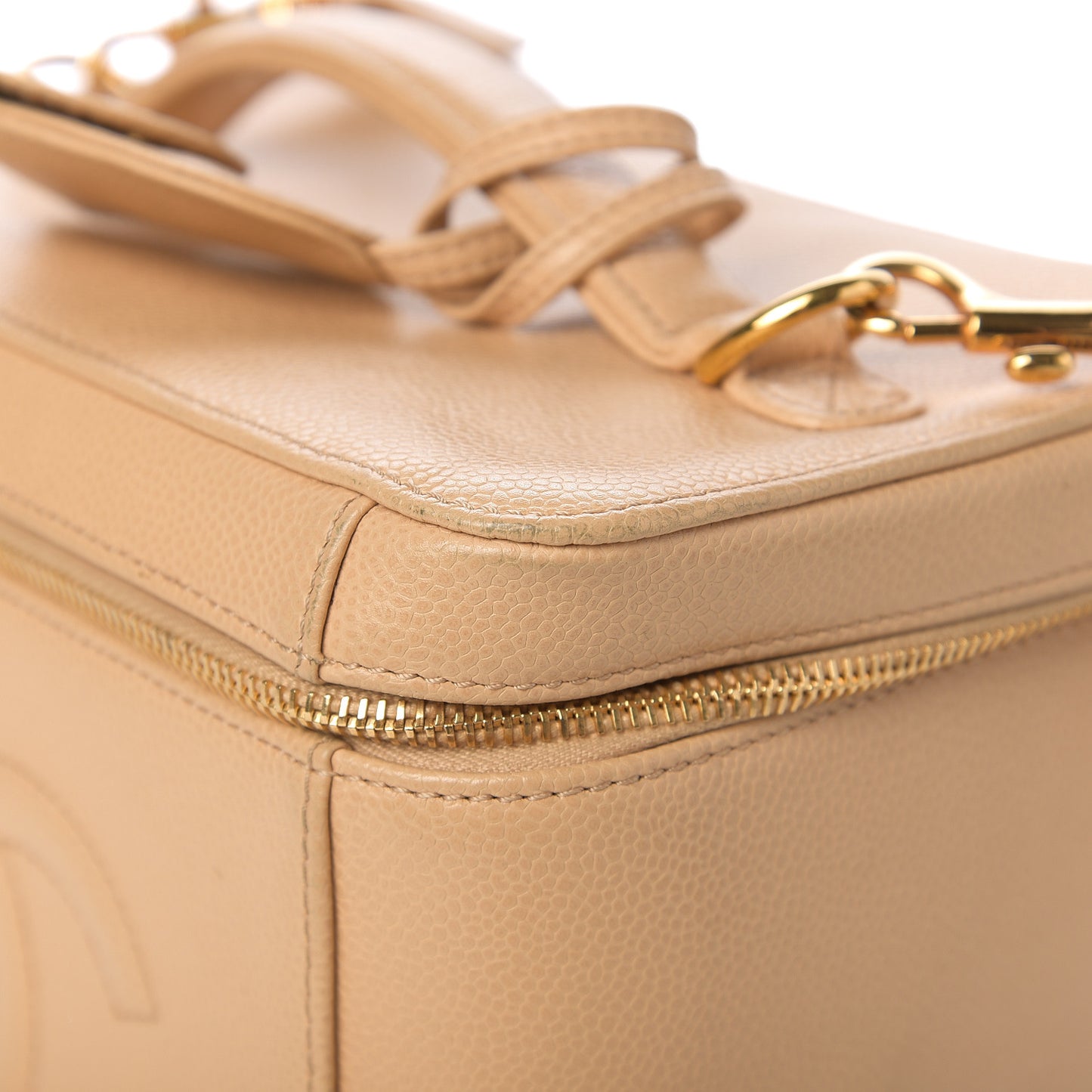 Caviar CC Vanity Train Case Beige