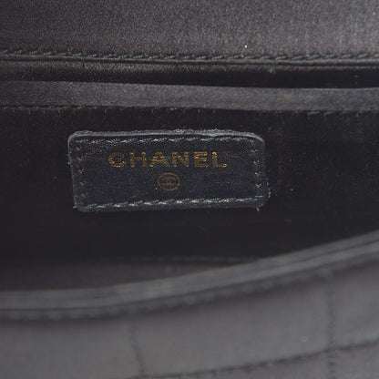 Chanel Satin Chocolate Bar Quilted Camellia Rectangular Mini Flap Black 6 of 12