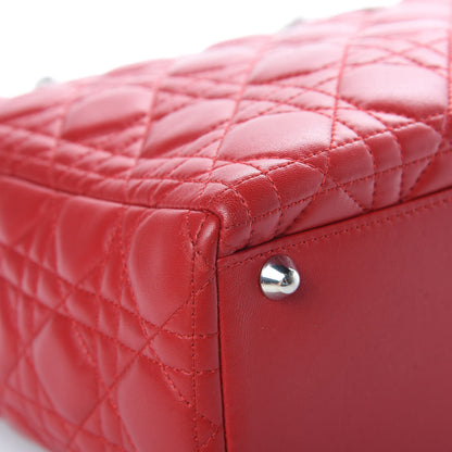 Christian Dior Lambskin Cannage Large Lady Dior Red 9 of 17