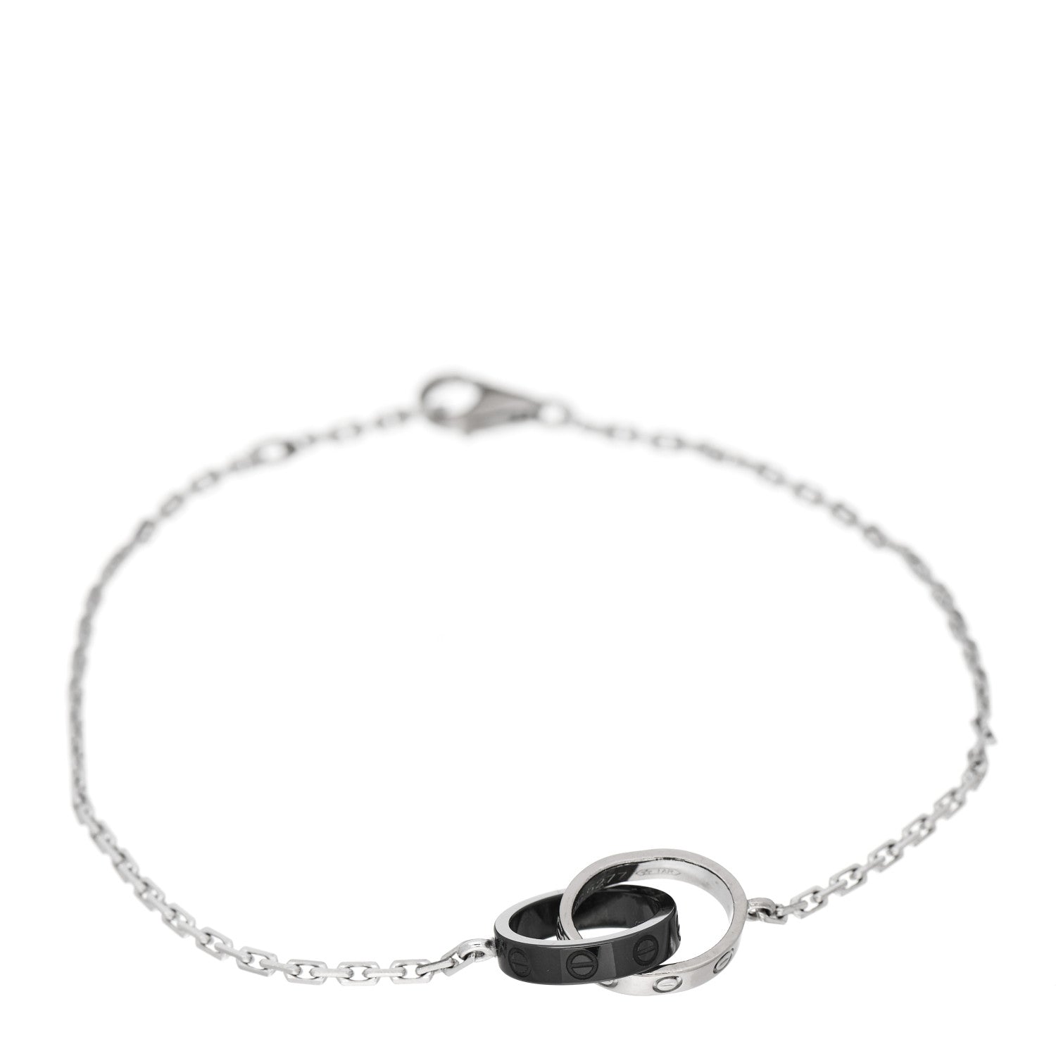 Cartier 18K White Gold Black Ceramic Interlocking LOVE Bracelet 1 of 6