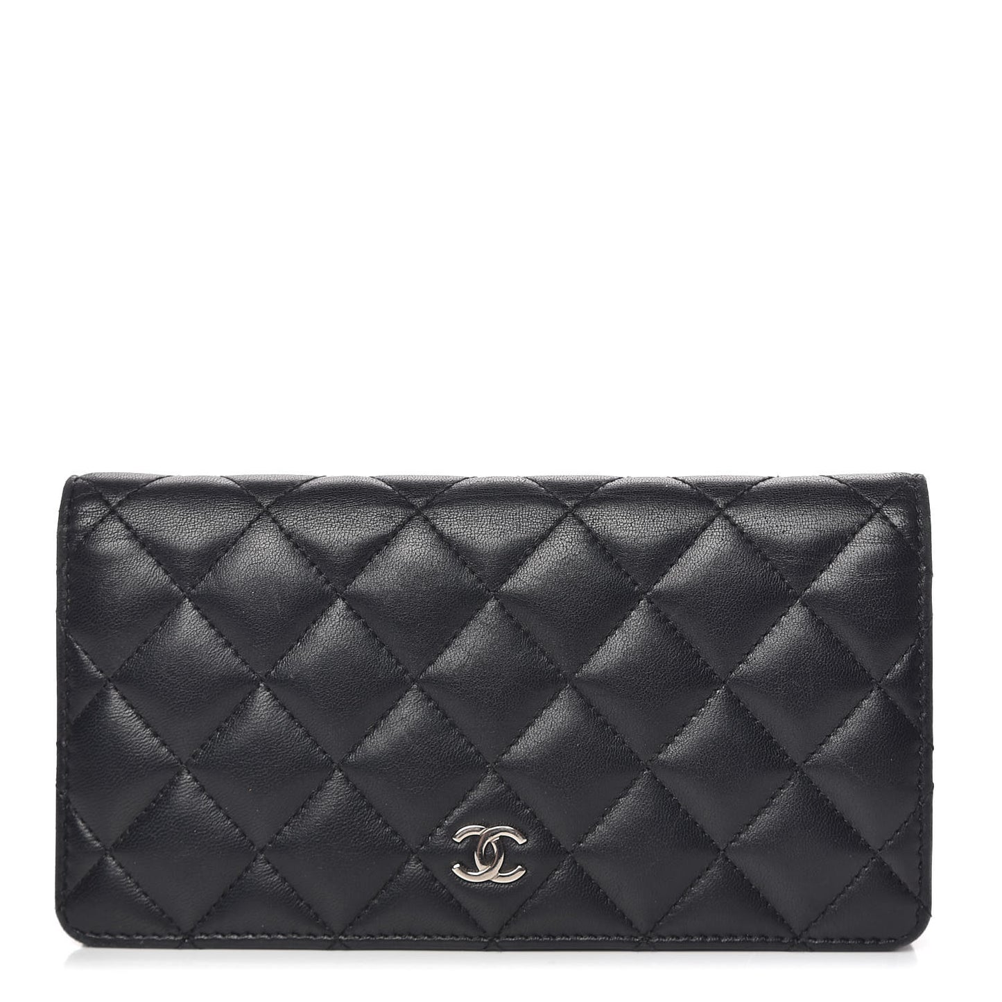 Lambskin Quilted Yen Wallet Black