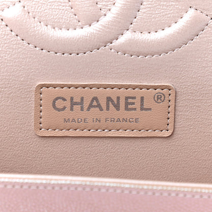 Chanel Metallic Caviar Chevron Quilted Medium Double Flap Light Gold 6 of 10
