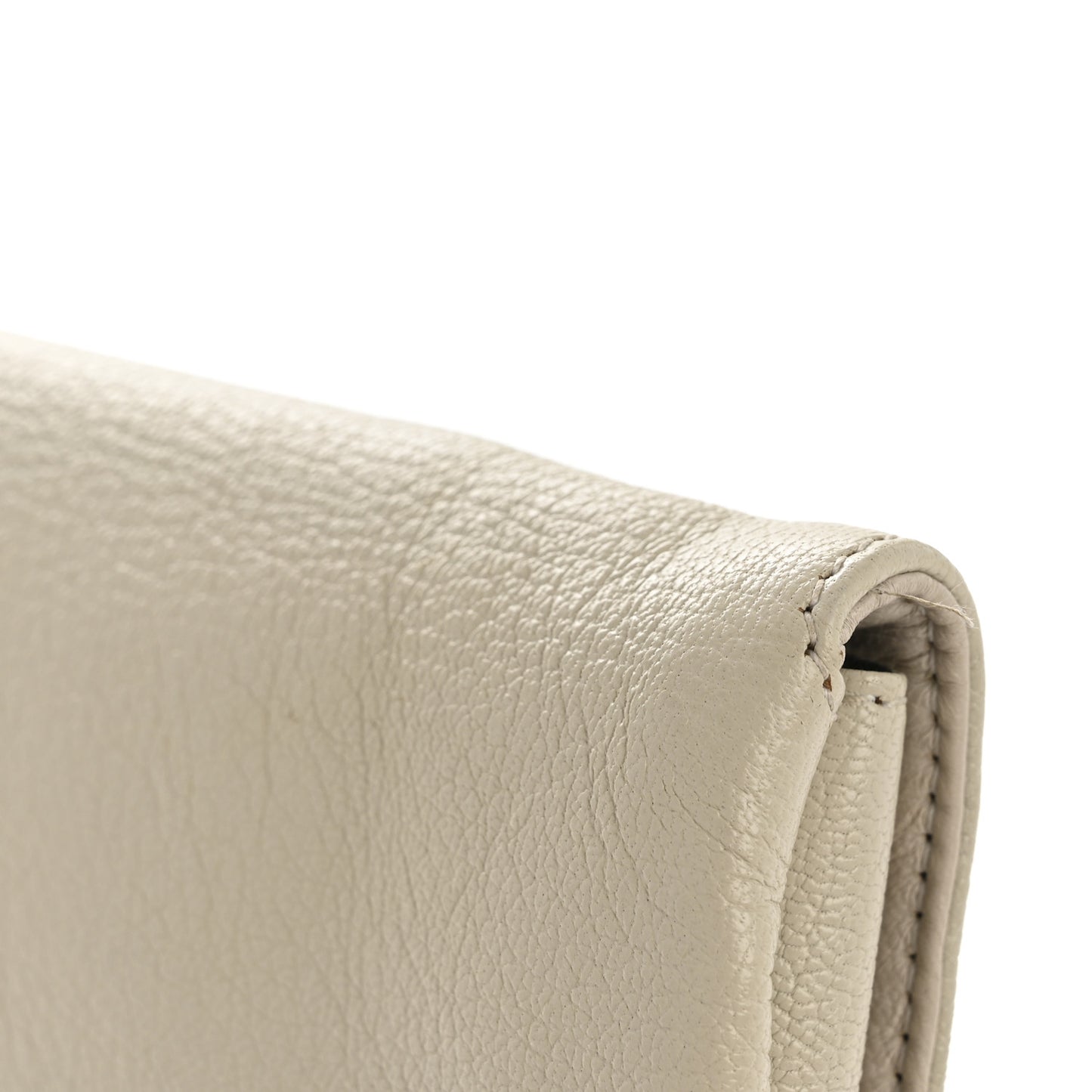 Chevre Silver Metallic Edge Hardware Envelope Clutch Gris Glace