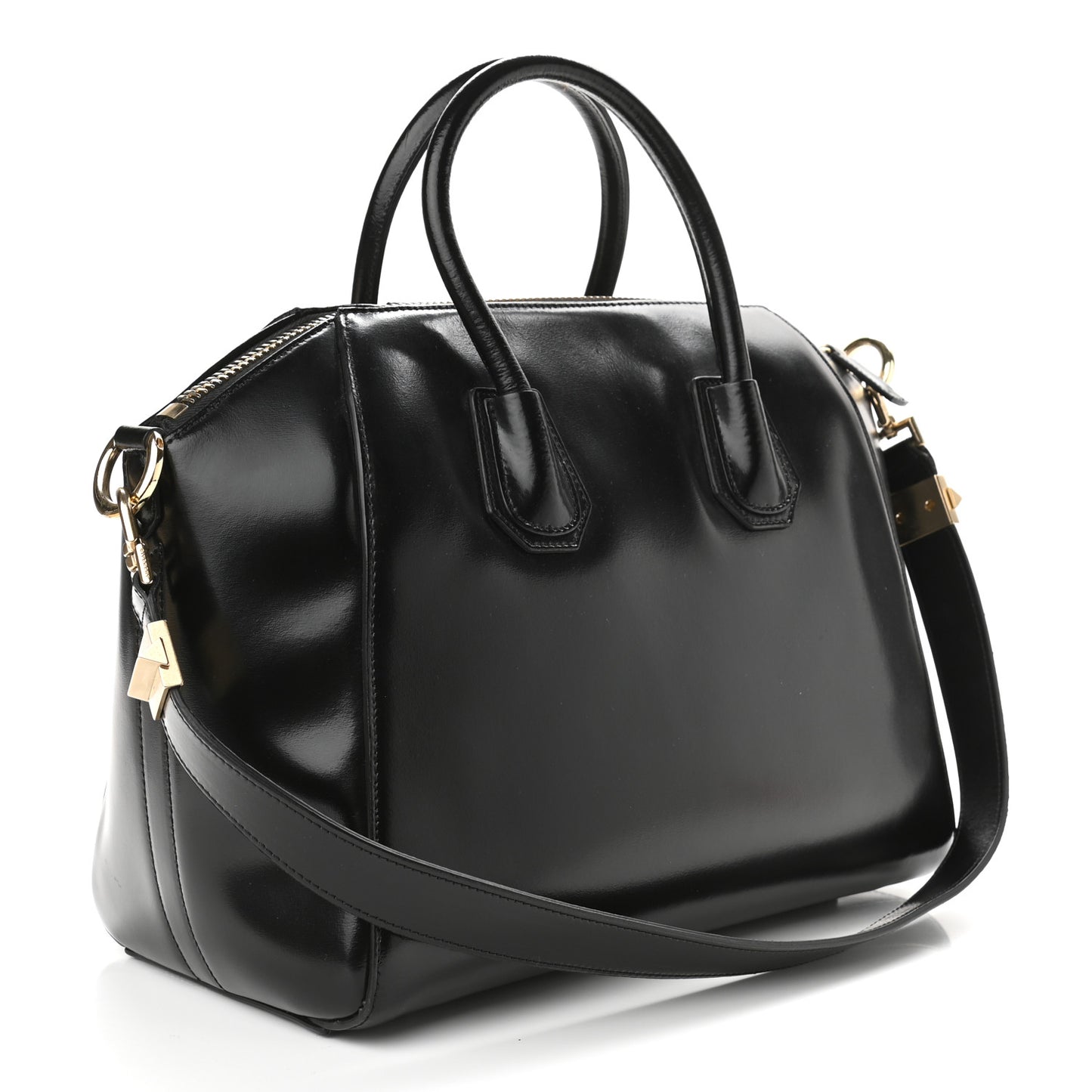 Shiny Lord Calfskin Medium Antigona Black