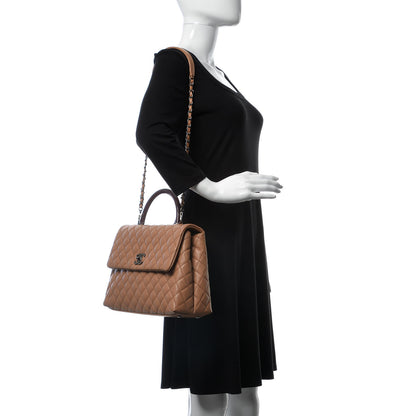 Chanel Caviar Lizard Quilted Large Coco Handle Flap Beige 2 of 9