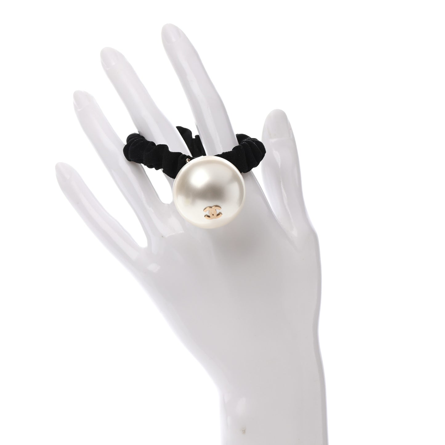 Pearl CC Hair Tie Black Gold Pearly White