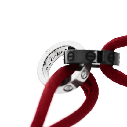 Cartier 18K White Gold Ceramic 4 Diamond LOVE Cord Bracelet Red 4 of 4