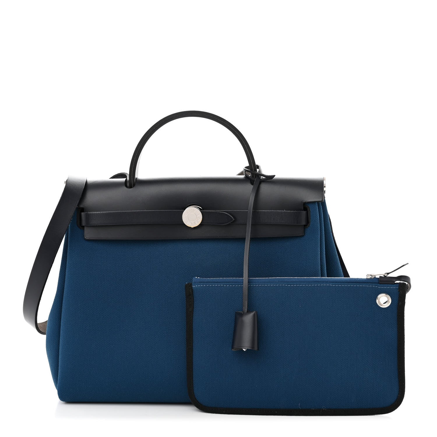Hermes Toile Vache Hunter Herbag Zip Retourne 31 PM Black Blue De Malte 1 of 14