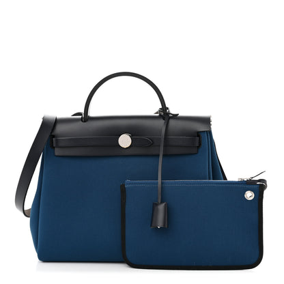 Hermes Toile Vache Hunter Herbag Zip Retourne 31 PM Black Blue De Malte 1 of 14