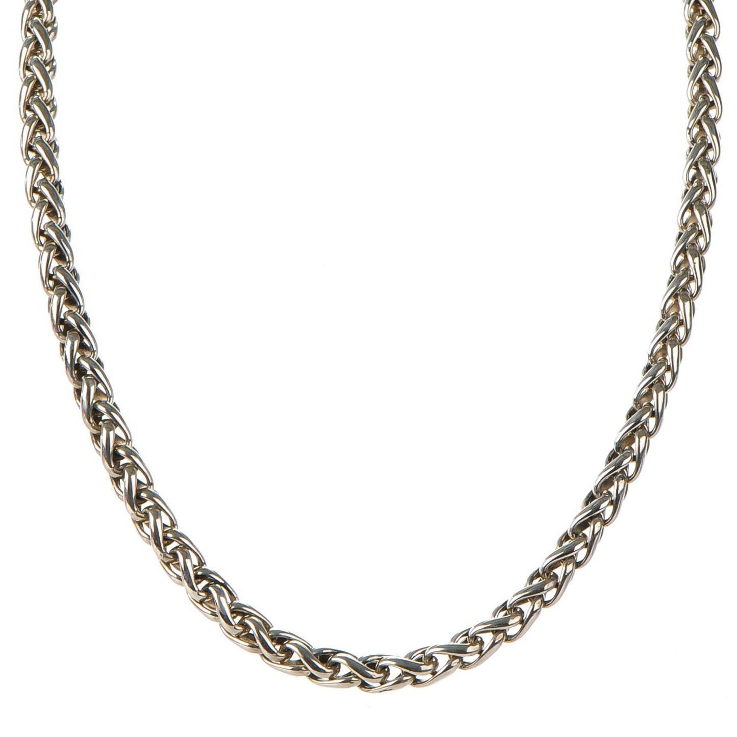 Sterling Silver 14K Yellow Gold 6mm Wheat Chain Necklace