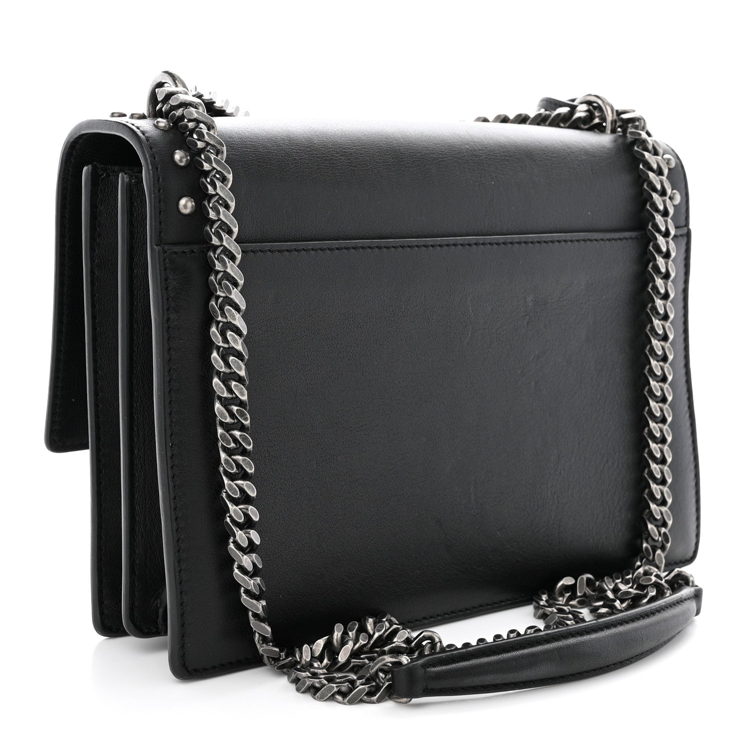 Saint Laurent Grained Calfskin Studded Medium Monogram Heart Sunset Black 3 of 14