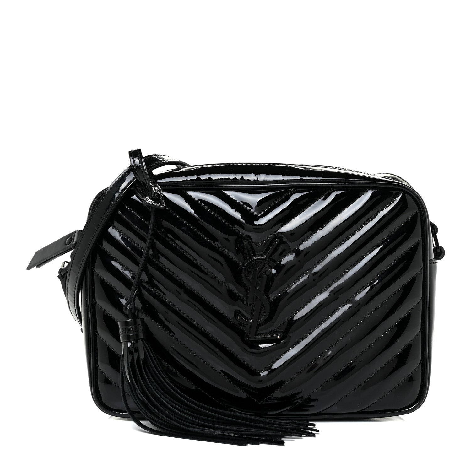 Saint Laurent Patent Calfskin Matelasse Monogram Lou Camera Bag Black 1 of 13